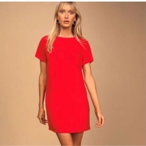 Lulu’s Red shift & shout mini dress sz Large